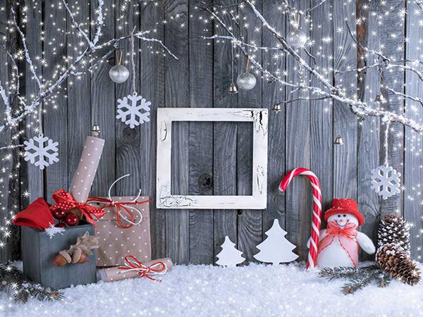 Kate Christmas Wood Backdrop Shinny Tree Snow for Photo Background