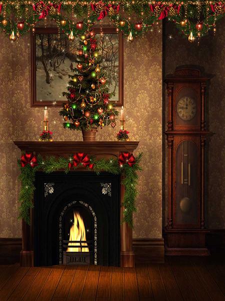 Kate Christmas Fireplace Photography Backdrop Photo Props