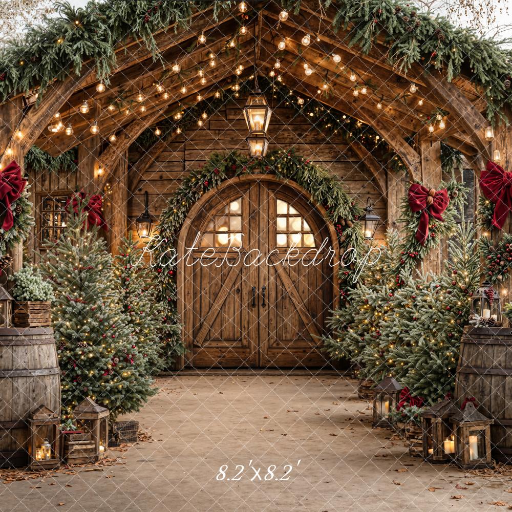 Kate Christmas Wooden Porch Lanterns Greenery Backdrop Designed by Emetselch - Image 10