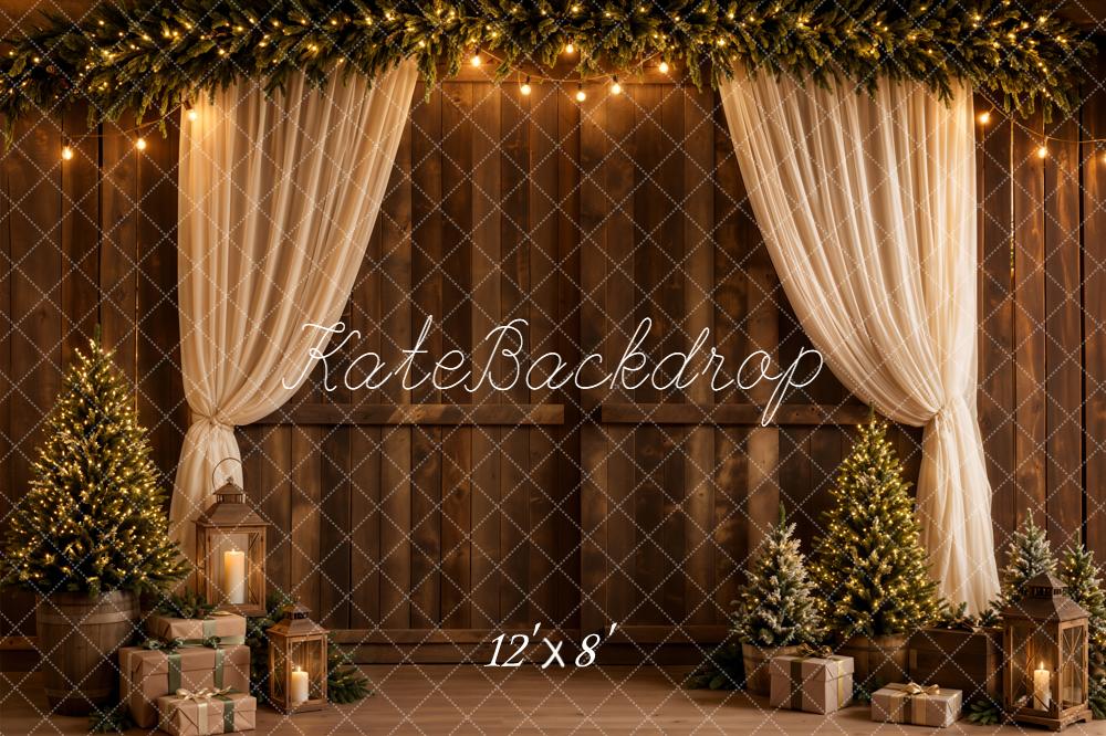 Kate Christmas Wooden Wall Garland Curtain Trees Fleece Backdrop Designed by Emetselch - Image 4