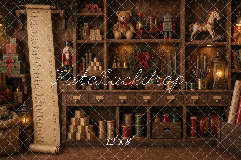 Kate Christmas Workshop Wooden Cabinet Toy List Backdrop Designed by Ashley Ward - Image 8