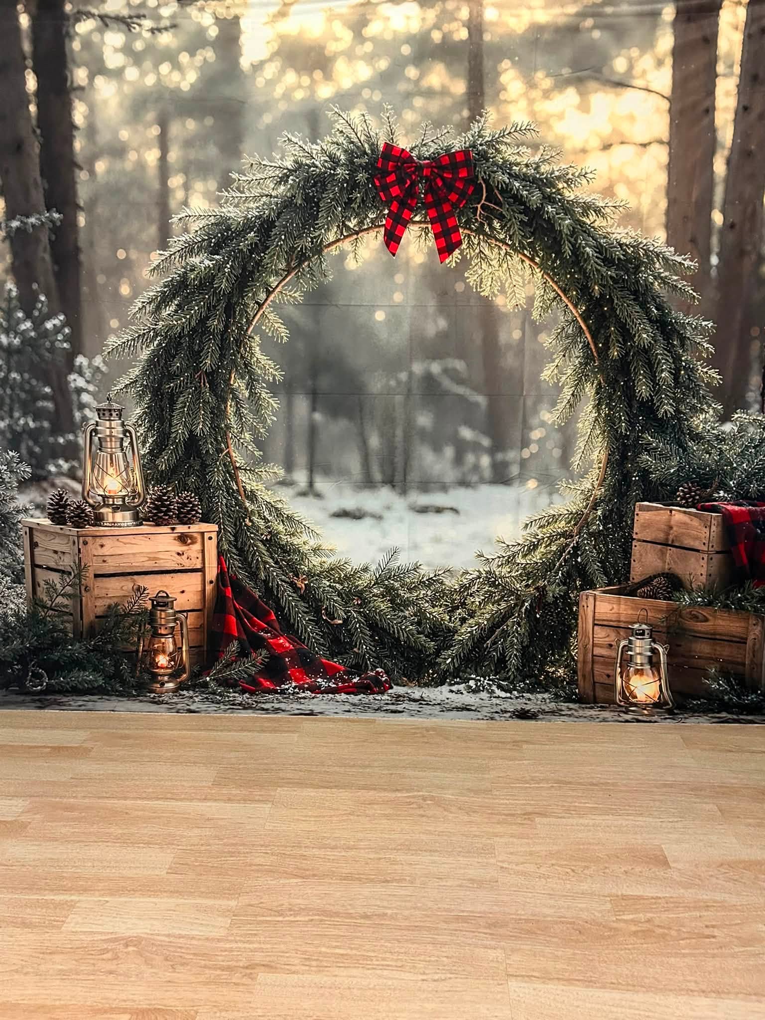Kate Christmas Wreath Forest Wooden Crates Backdrop Designed by Emetselch - Image 10