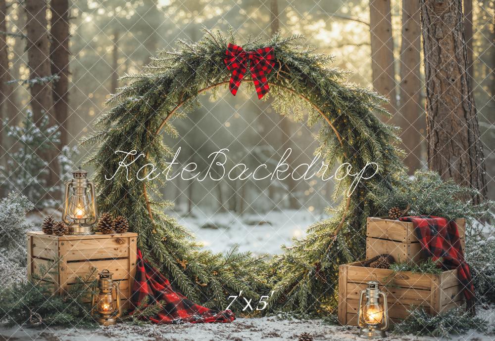 Kate Christmas Wreath Forest Wooden Crates Backdrop Designed by Emetselch - Image 2