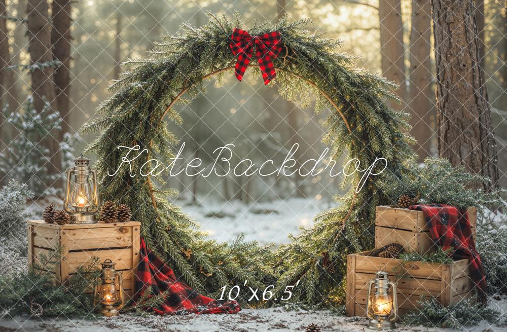 Kate Christmas Wreath Forest Wooden Crates Backdrop Designed by Emetselch - Image 5