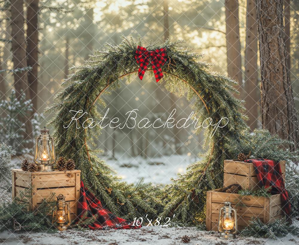 Kate Christmas Wreath Forest Wooden Crates Backdrop Designed by Emetselch - Image 7