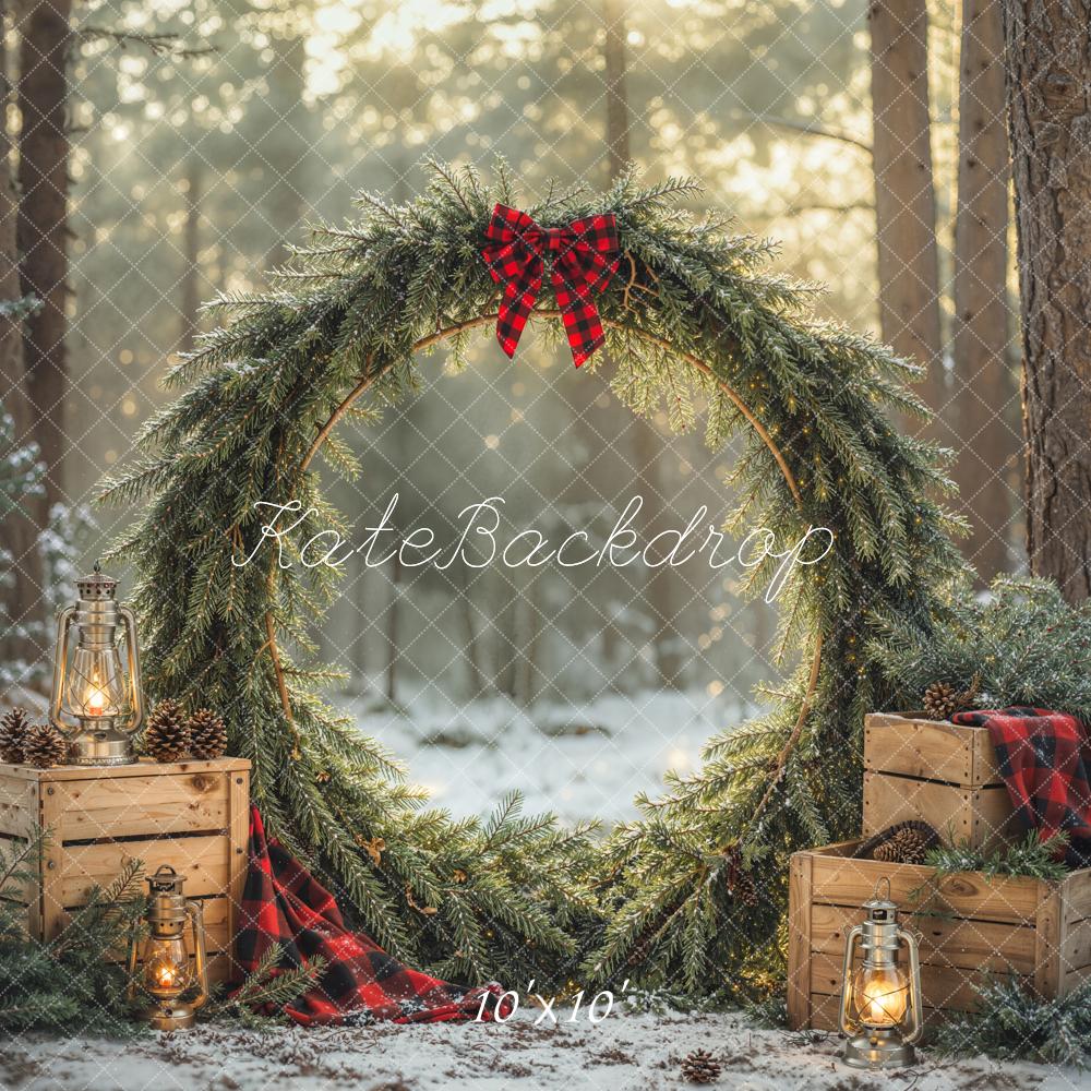 Kate Christmas Wreath Forest Wooden Crates Backdrop Designed by Emetselch - Image 8