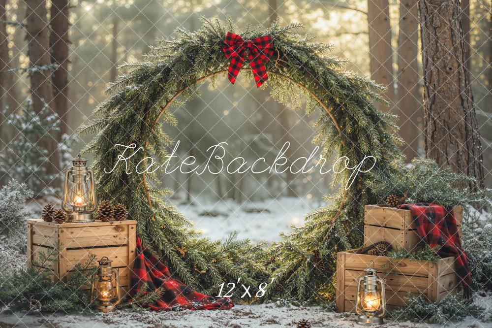 Kate Christmas Wreath Forest Wooden Crates Backdrop Designed by Emetselch - Image 9