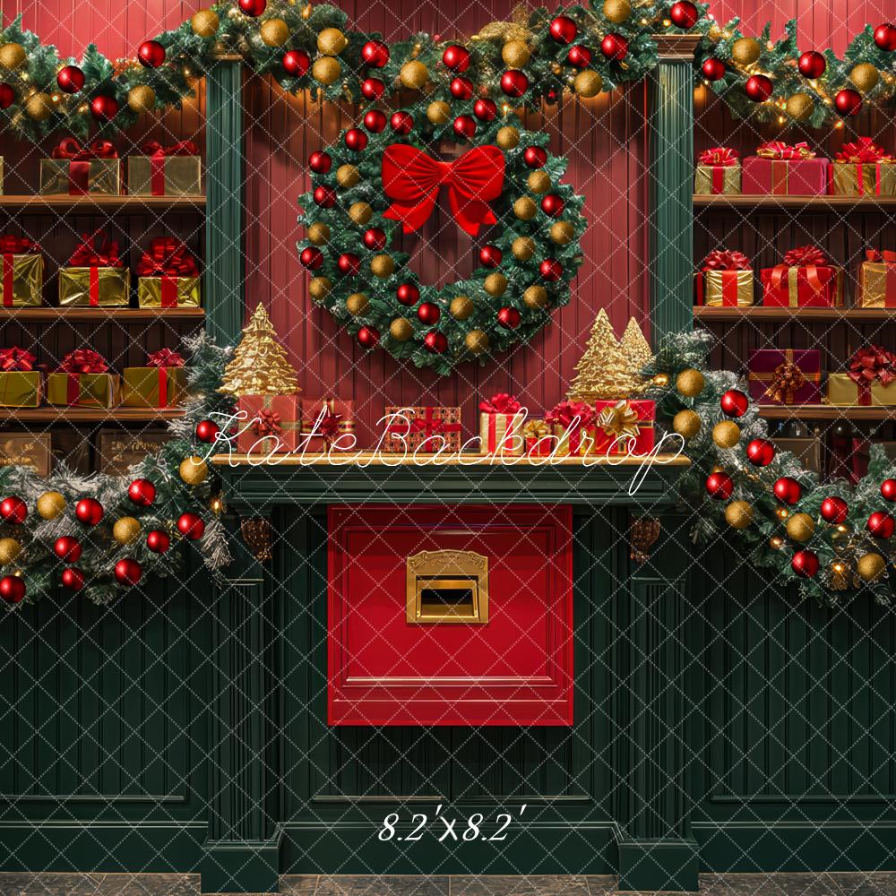 Kate Christmas Wreath Garland Gift Shelves Backdrop Designed by Mini MakeBelieve - Image 5