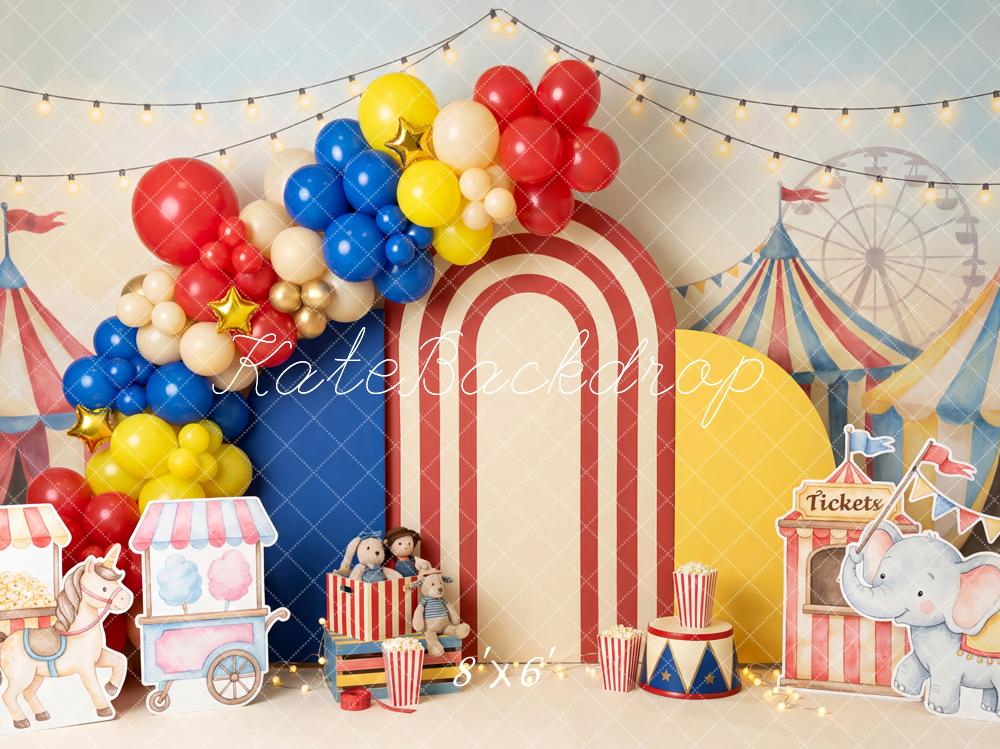 Kate Circus Carnival Balloons Tickets Stalls Fleece Backdrop Designed by Patty Robert