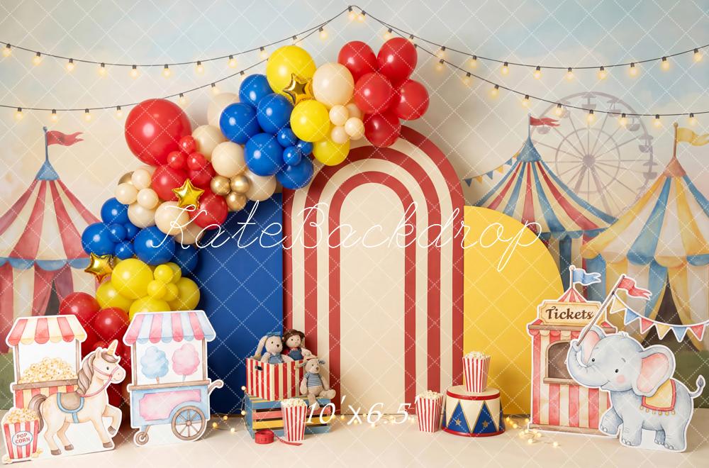 Kate Circus Carnival Balloons Tickets Stalls Fleece Backdrop Designed by Patty Robert - Image 2