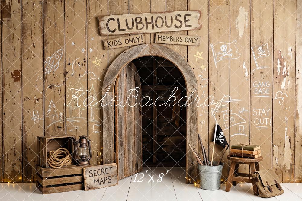 Kate Clubhouse Wooden Wall Secret Maps Fleece Backdrop Designed by Patty Robert - Image 4