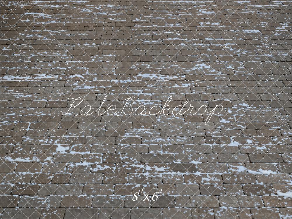 Kate Cobblestone Ground Snow Fleece Backdrop Designed by Emetselch
