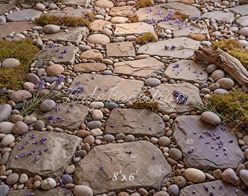 Kate Cobblestone Path Stones Moss Fleece Backdrop Designed by Kate image