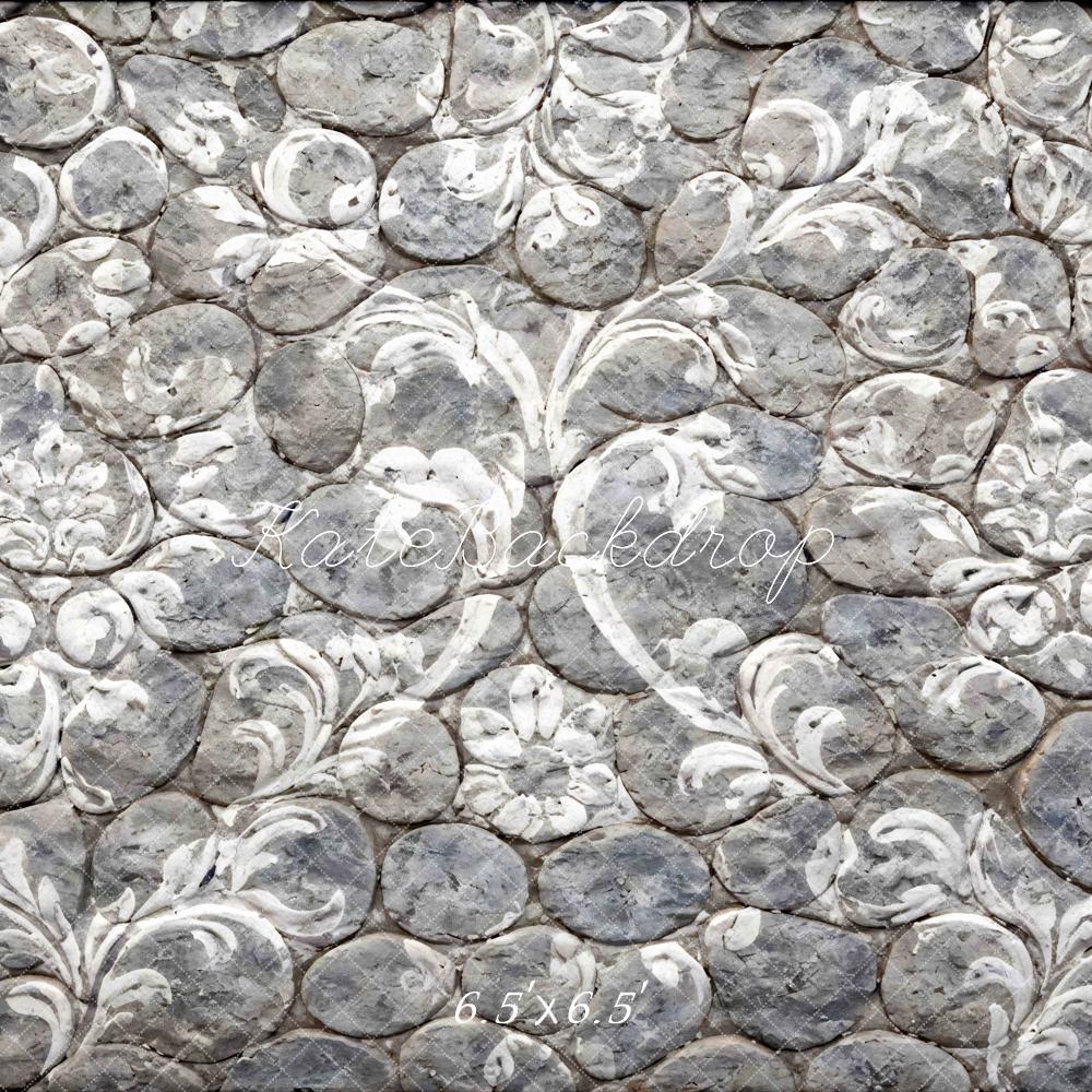 Kate Cobblestone White Floral Pattern Floor Backdrop Designed by Mini MakeBelieve - Image 2