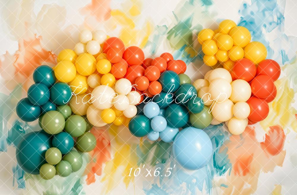 Kate Colourful Balloons Abstract Painting Fleece Backdrop Designed by Emetselch - Image 2