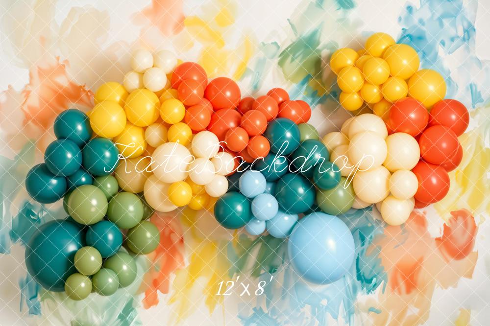 Kate Colourful Balloons Abstract Painting Fleece Backdrop Designed by Emetselch - Image 4