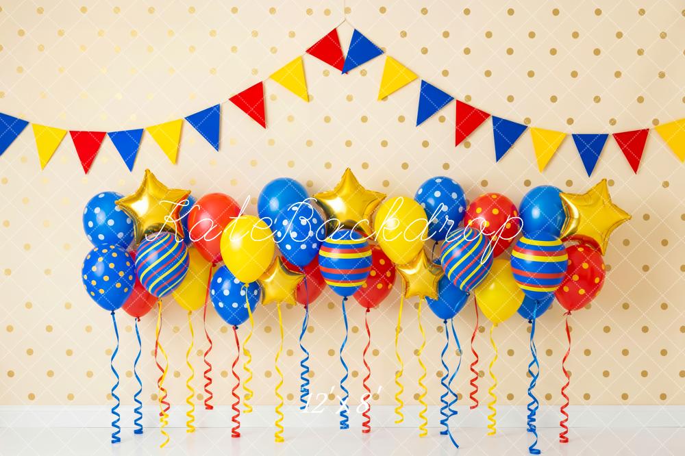 Kate Colourful Balloons Bunting Polka Dot Wall Fleece Backdrop Designed by Patty Robert - Image 4