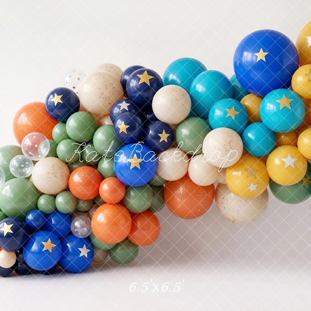 Kate Colourful Balloons Stars Arch Backdrop Designed by Emetselch - Image 2