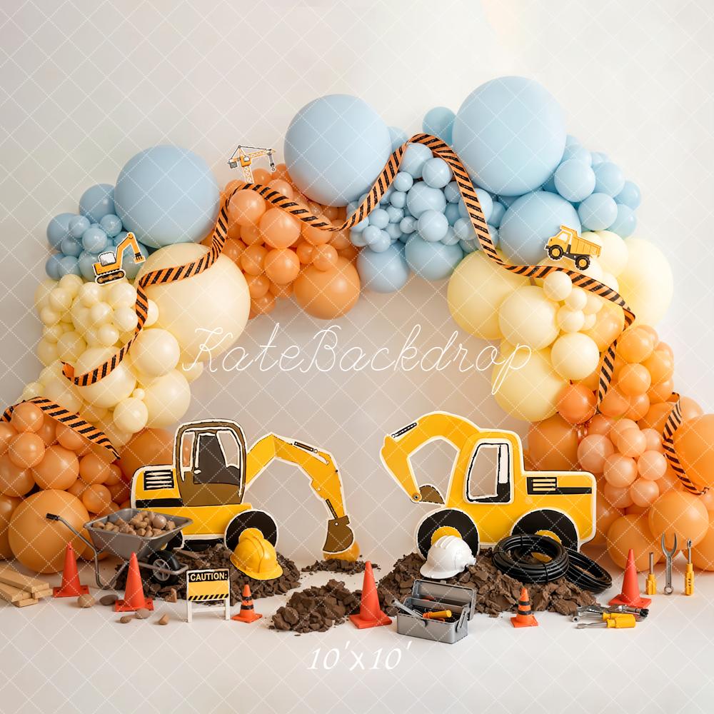 Kate Construction Diggers Balloons Tools Backdrop Designed by Emetselch - Image 7