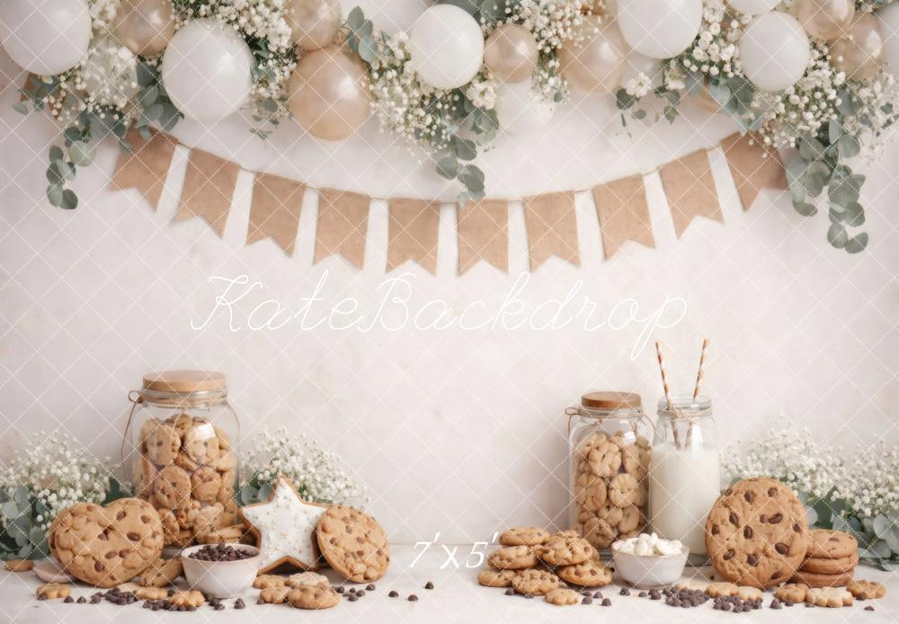 Kate Cookies Milk Balloons Bunting Floral Backdrop Designed by Vertigo Productions