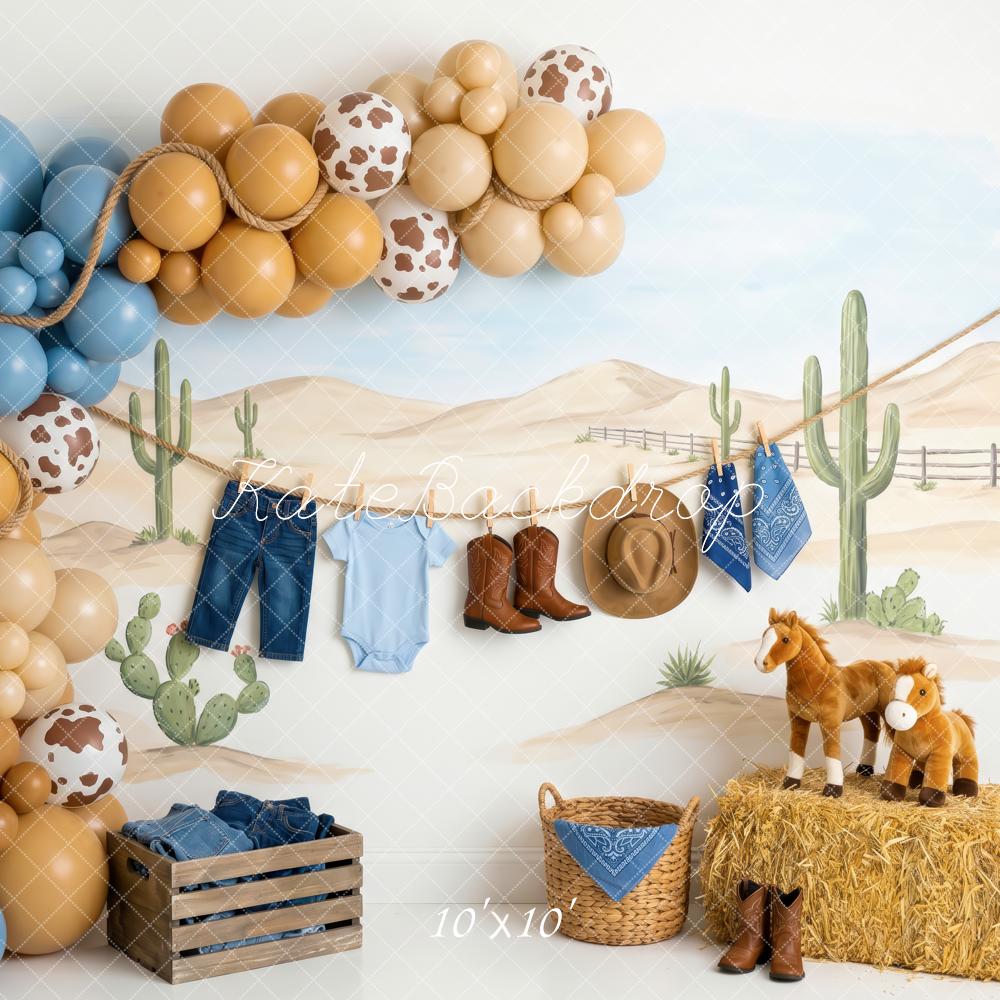 Kate Cowboy Cactus Hay Bale Desert Backdrop Designed by Patty Robert - Image 7