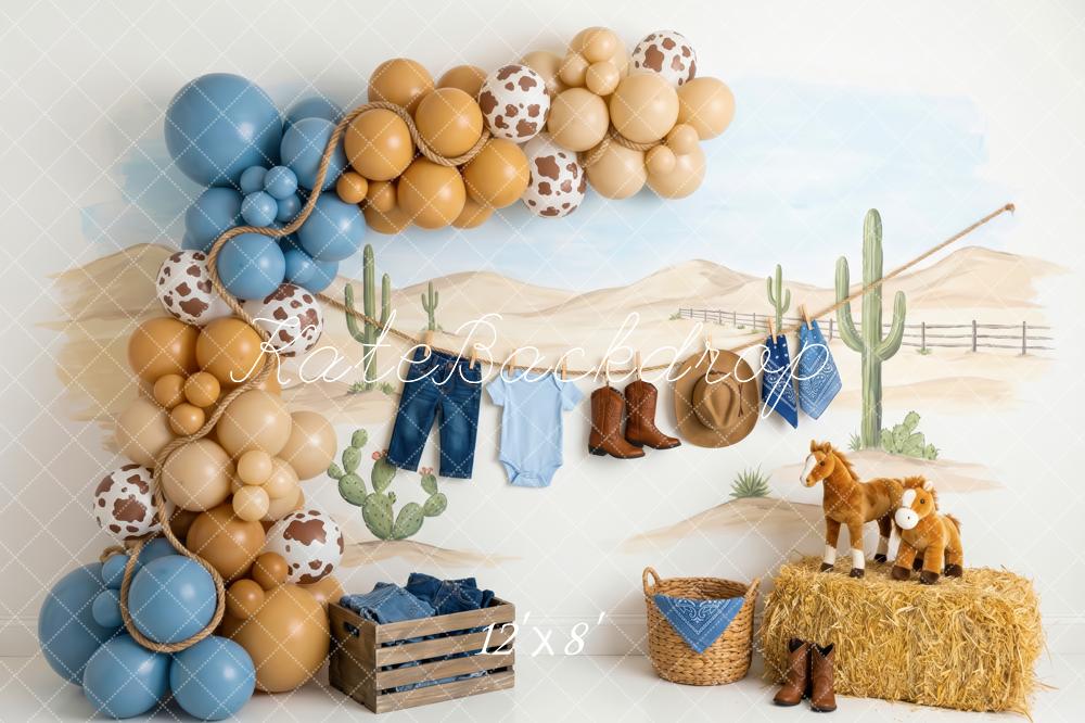 Kate Cowboy Cactus Hay Bale Desert Backdrop Designed by Patty Robert - Image 8