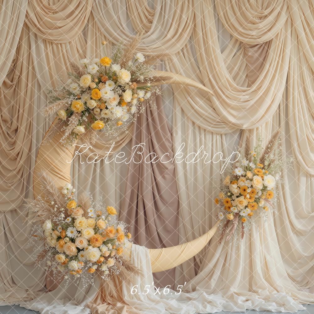 Kate Cream Drapes Moon Floral Arch Backdrop Designed by Mini MakeBelieve - Image 2