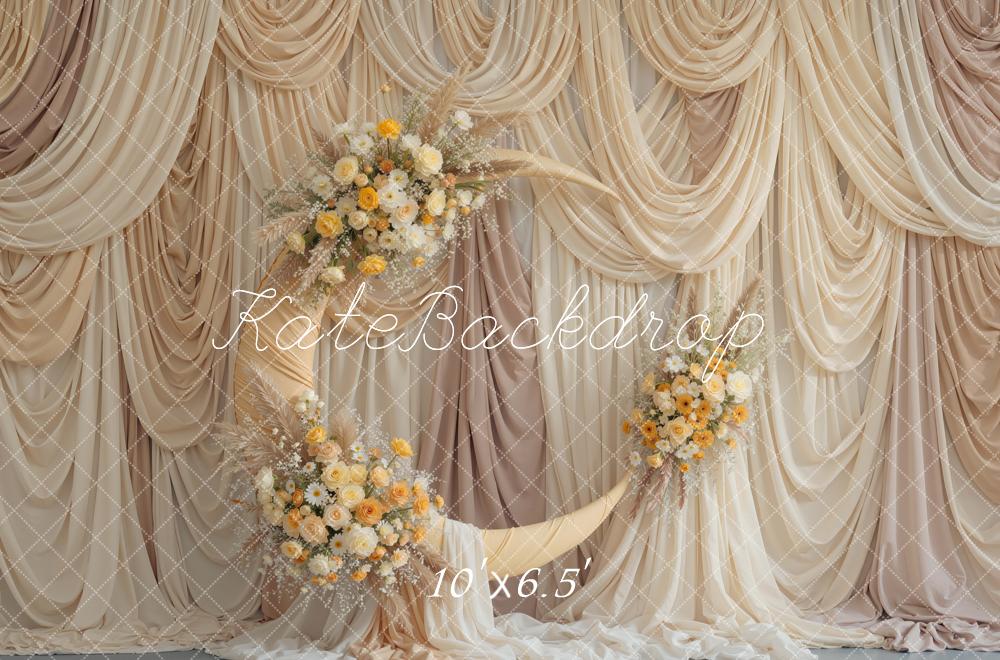 Kate Cream Drapes Moon Floral Arch Backdrop Designed by Mini MakeBelieve - Image 4