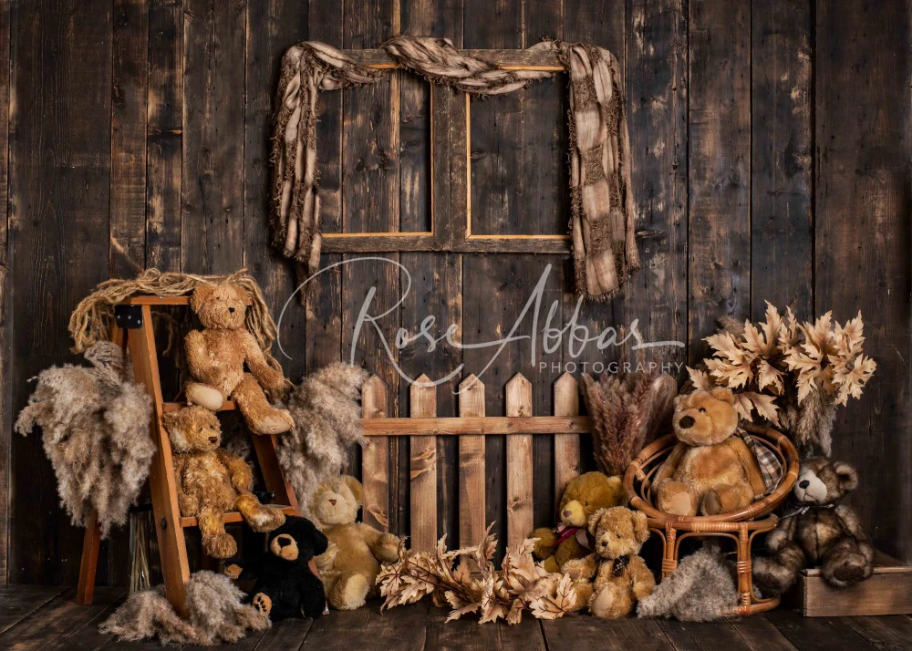 Kate Cute Bear Wooden House Children Backdrop Designed By Rose Abbas
