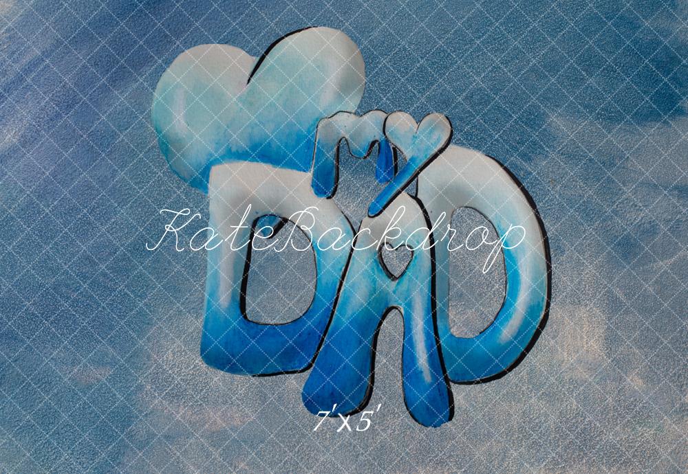 Kate Dad Heart Letters Blue Texture Backdrop Designed by Fantasyphotoart
