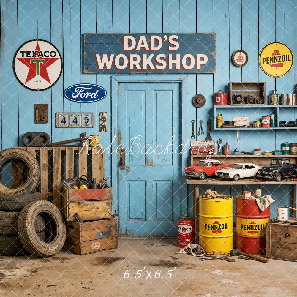 Kate Father's Day Workshop Retro Wall Tools Cars Backdrop Designed by Emetselch - Image 2