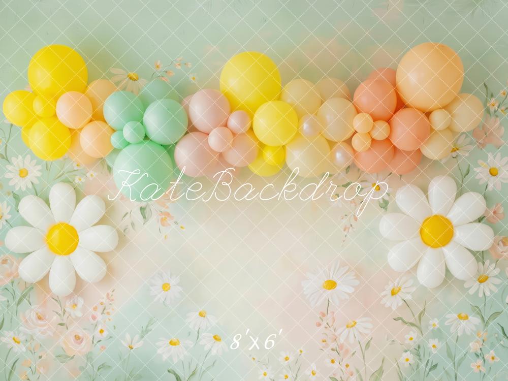 Kate Daisy Balloons Floral Pastel Fleece Backdrop Designed by Patty Robert
