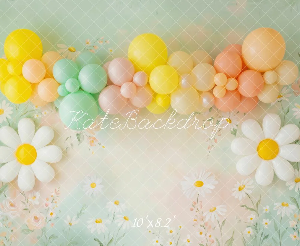Kate Daisy Balloons Floral Pastel Fleece Backdrop Designed by Patty Robert - Image 3