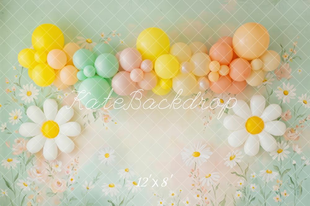 Kate Daisy Balloons Floral Pastel Fleece Backdrop Designed by Patty Robert - Image 4