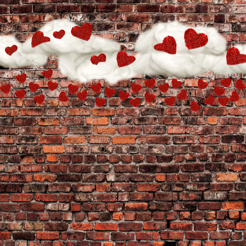 Kate Dark Brick with Red Hearts Valentine's Day Backdrop for Photography designed by Jerry_Sina - Image 9
