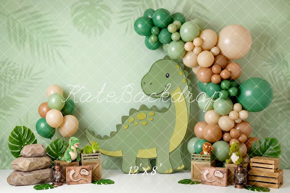 Kate Dinosaur Balloons Crates Leaves Fleece Backdrop Designed by Patty Robert - Image 4