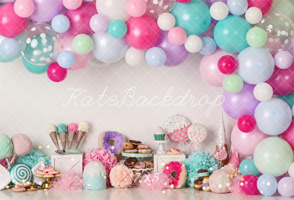 Kate Donut Icecream Balloons Birthday Backdrop Designed by Mandy Ringe Photography
