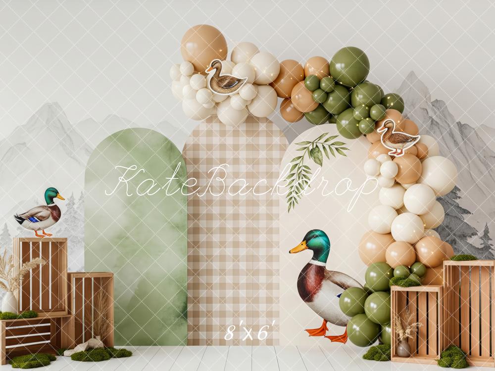 Kate Cake Smash Duck Balloon Crate Fleece Backdrop Designed by Patty Robert