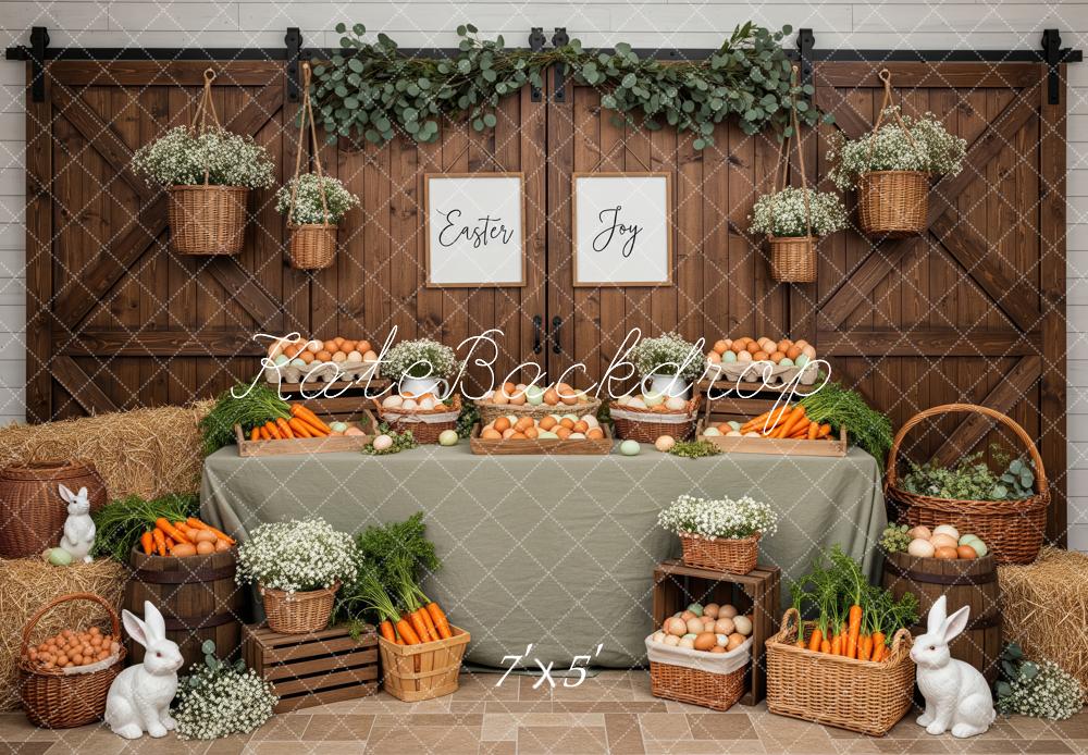Kate Easter Bunnies Carrots Eggs Rustic Backdrop Designed by Patty Robert