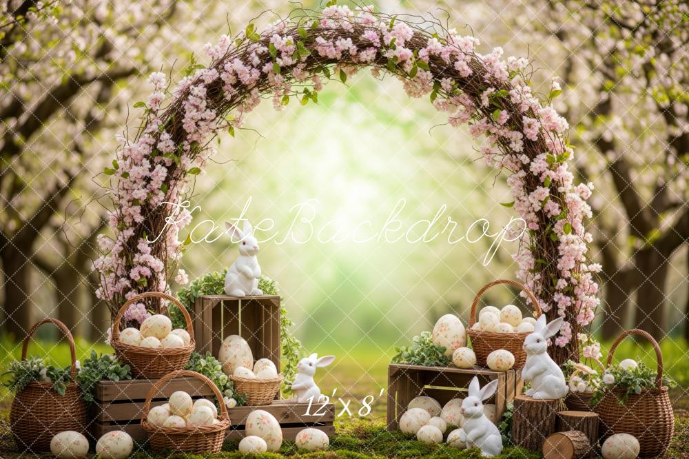 Kate Easter Bunny Floral Arch Eggs Fleece Backdrop Designed by Patty Robert - Image 4