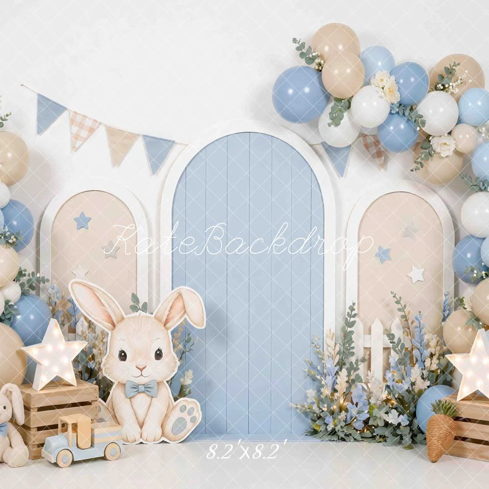 Kate Bunny Balloons Blue Beige Toys Backdrop Designed by Mini MakeBelieve - Image 5