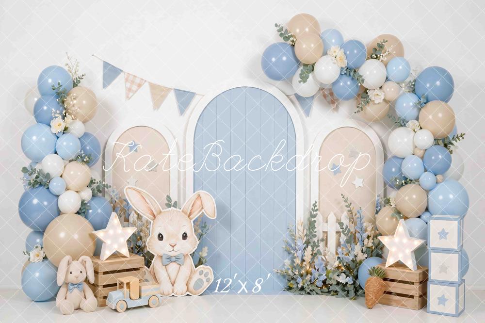 Kate Bunny Balloons Blue Beige Toys Backdrop Designed by Mini MakeBelieve - Image 8