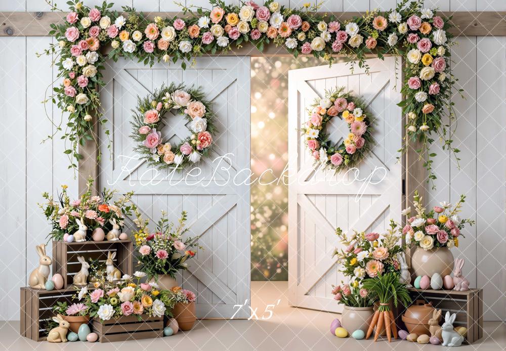 Kate Easter Bunny Garland Barn Door Backdrop Designed by Mini MakeBelieve