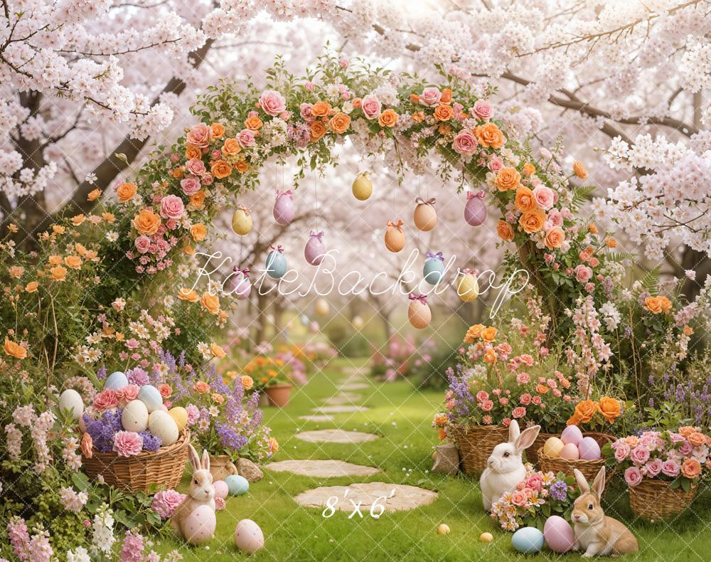 Kate Easter Bunny Blossoms Garden Fleece Backdrop Designed by Emstselch
