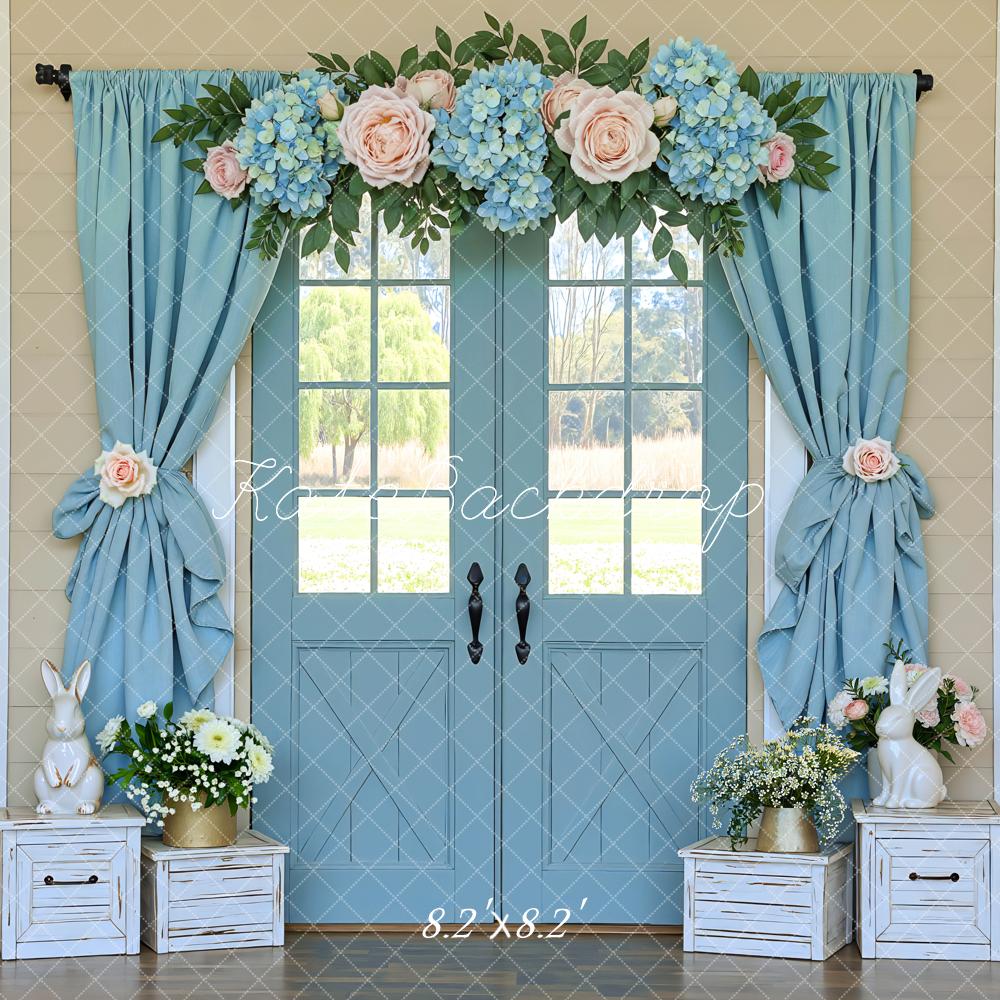 Kate Easter Bunny Blue Door Curtains Backdrop Designed by Mini MakeBelieve - Image 5