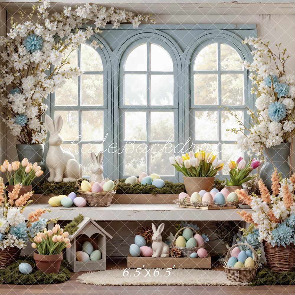 Kate Easter Bunny Blue Window Backdrop Designed by Mini MakeBelieve - Image 2