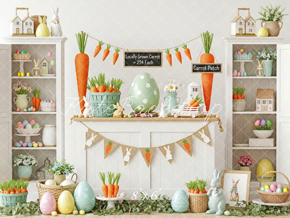 Kate Easter Bunny Carrot Eggs Fleece Backdrop Designed by Patty Robert