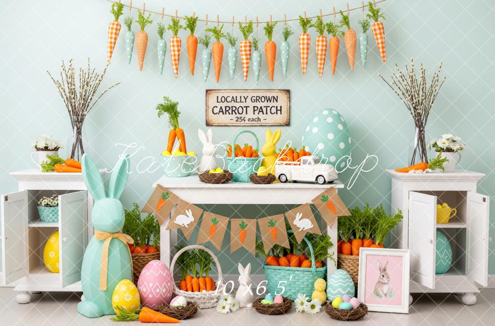 Kate Easter Bunny Carrot Patch Pastel Fleece Backdrop Designed by Patty Robert - Image 2