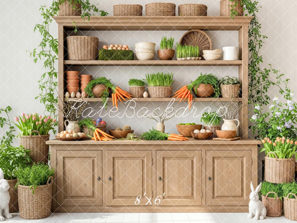 Kate Easter Bunny Carrots Cabinet Fleece Backdrop Designed by Patty Robert