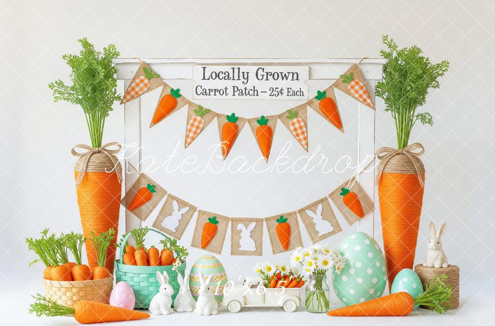 Kate Easter Bunny Carrots Eggs Decor Fleece Backdrop Designed by Patty Robert - Image 2